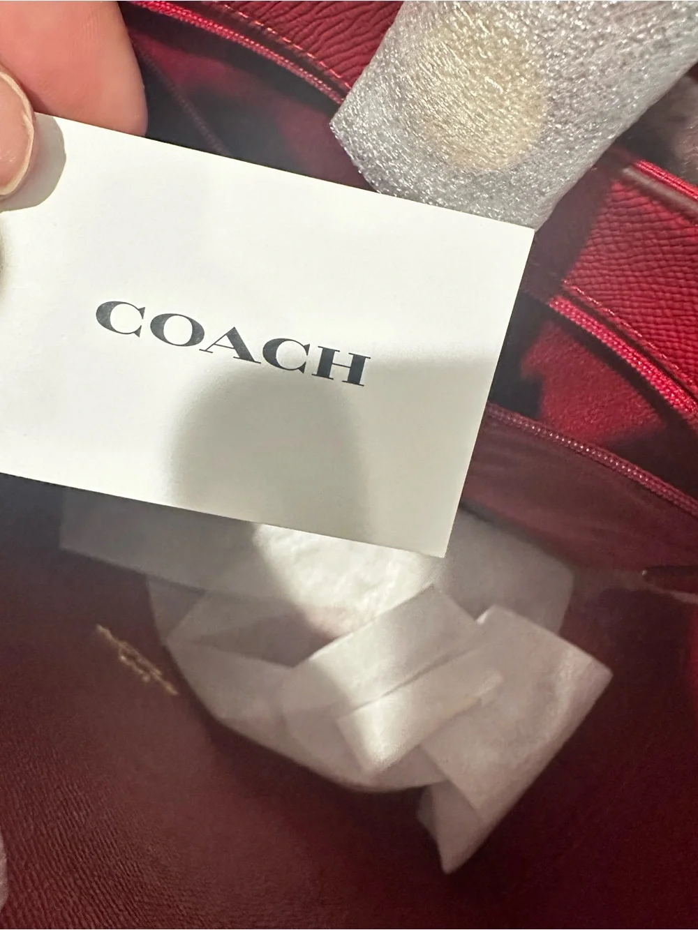 Coach Red Signature Monogram Tote with Gold Logo